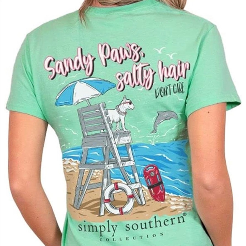 NWT  Simply Southern Sandy Paws, Salty Hair Short Sleeve T-Shirt